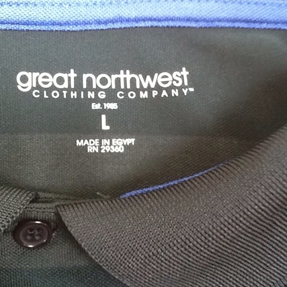 Great Northwest Black Grey Stripe Polo Golf Shirt - Picture 3 of 7